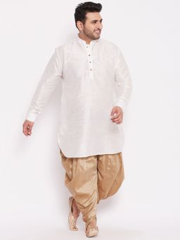 Vastramay - Men White Silk Blend Kurta and Dhoti