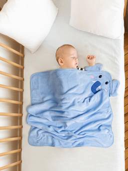 Baby Moo - Elephant Applique with 3D Ears Soft Blanket - Blue