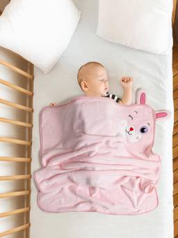 Baby Moo - Rabbit Applique with 3D Ears Soft Blanket - Pink