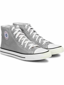 MOZAFIA - Casual Comfortable Lifestyle Grey Mid Top Ankle Canvas Shoes