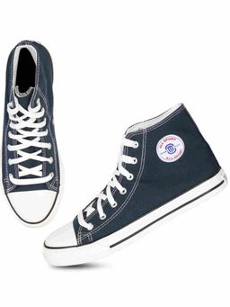 MOZAFIA - Casual Comfortable Lifestyle Navy Blue Mid Top Ankle Canvas Shoes