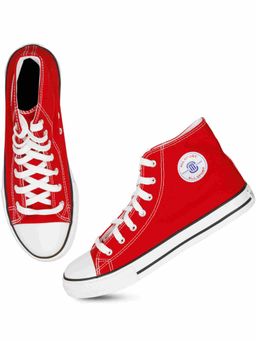MOZAFIA - Casual Comfortable Lifestyle Red Mid Top Ankle Canvas Shoes