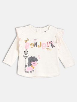 MINI KLUB - Girls Off White Printed Top