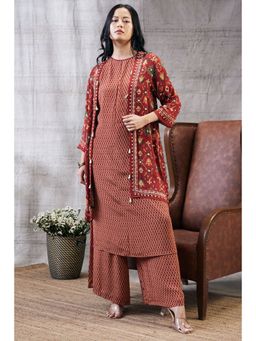 Soup by Sougat Paul - Zahra Printed Kurta Jacket (Set of 3)