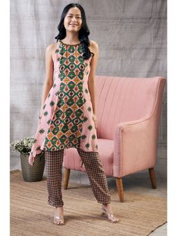 Soup by Sougat Paul - Taahira Printed Asymmetric Kurta (Set of 2)