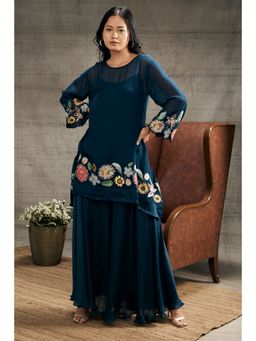 Soup by Sougat Paul - Gulista Blue Patch Work Co-ord (Set of 3)