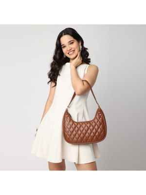 Buy Fastrack Quilted Crush Hand Bag - Tan Online
