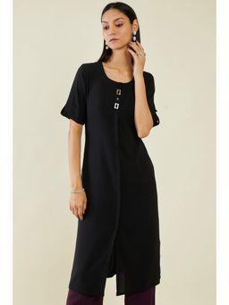 Soch - Women Black Viscose Solid Kurta