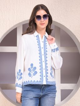 CRIMSOUNE CLUB - Women Embroidered White Shirt