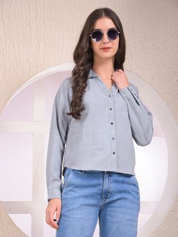 CRIMSOUNE CLUB - Women Embellished/Sequined Grey Shirt