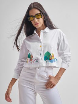 TOKYO TALKIES - Women Cotton Graphic White Shirt