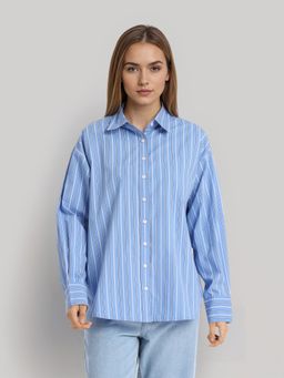 TOKYO TALKIES - Women Cotton Stripes Blue Shirt