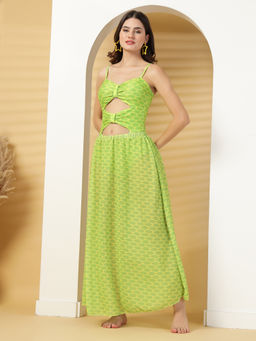 Cukoo - Green Padded Tropical Printed One-Piece with Cover-Up (Set of 2)