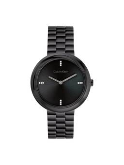 Calvin Klein - Twisted Bezel 34 mm Black Dial Women Watch (25100096) (M)