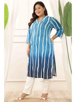Isadora Life - Plus Size Blue Ombre Soft Knitted Fabric Kurta