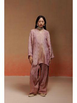 LABEL NAARITI - Alvia Pink Jacquard with Zari Highlights Co-Ord Set