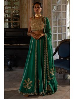 Paulmi & Harsh - Zariya Organza Green Lehenga and Blouse With Dupatta