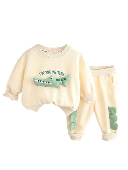 Little Surprise Box - Cream Solid Sweatshirt with Pant (Set of 2)