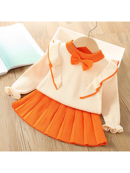 Little Surprise Box - Beige & Orange Sweatshirt with Skirt (Set of 2)