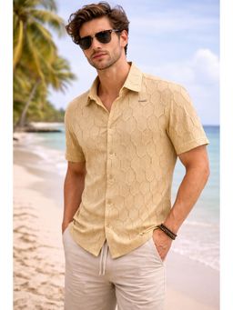 Parcel Yard - Men Cream Stylish Cotton Shirt