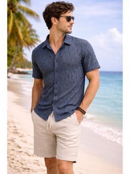 Parcel Yard - Men Blue Stylish Cotton Shirt