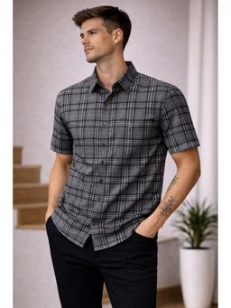 Parcel Yard - Men Grey Stylish Cotton Shirt