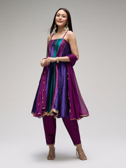 Gajra Gang - Multi Color Embellished Anarakali with Salwar & Dupatta Eatern Souk Set of 3