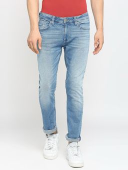 Spykar - Men Light Blue Cotton Regular Fit Narrow Length Jeans (rover)