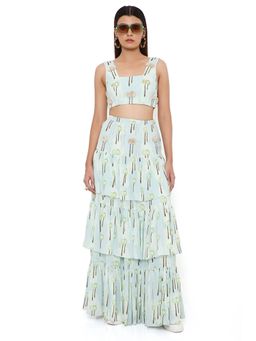 Payal Singhal - Blue Embroidered Top and Skirt (Set of 2)