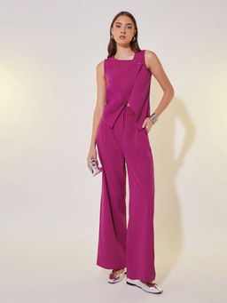 Styli - Women Solid Asymmetric Hem Co-Ords Set