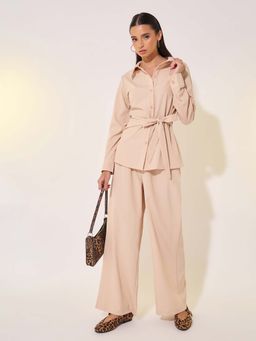 Styli - Women Solid Wrap Buttoned Tie-Up Co-Ords Set