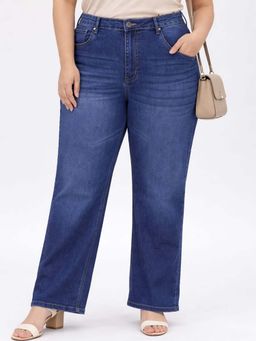 Style Quotient - Women Plus Size Dark Blue Straight Mid Rise Stretchable Jeans