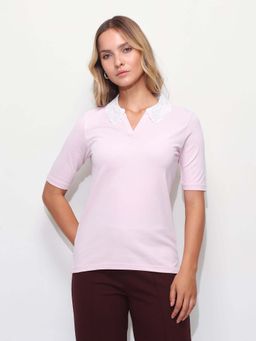 U.S. POLO ASSN. - Solid Lace Collar Polo T-Shirt