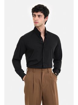 Snitch - Black Solid Full Sleeves Slim Formal Shirt for Men