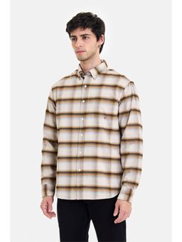Snitch - Cream Corduroy Full Sleeves Regular Casual Shirt for Men