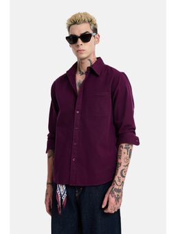 Snitch - Wine Solid Full Sleeves Regular Casual Shirt for Men