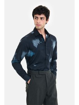 Snitch - Black Abstract Full Sleeves Slim Casual Shirt for Men