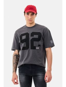 Snitch - Dark Grey Graphic Half Sleeves Oversized Casual T-Shirt for Men