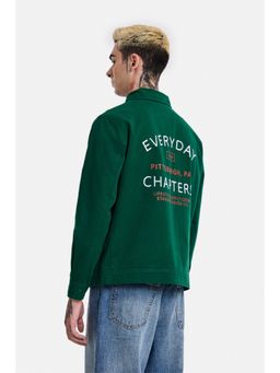 Snitch - Green Typography Full Sleeves Oversized Casual Shacket for Men