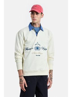 Snitch - Off-White Full Sleeves Oversized Casual Polo T-Shirt for Men