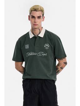 Snitch - Dark Green Half Sleeves Oversized Casual Polo T-Shirt