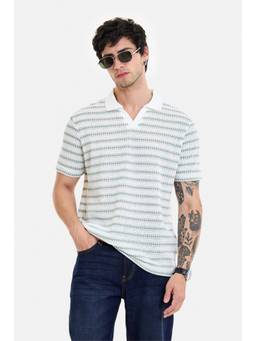 Snitch - White Stripes Half Sleeves Regular Casual Polo T-Shirt