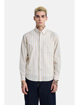 Snitch - Beige Stripes Full Sleeves Regular Casual Shirt for Men