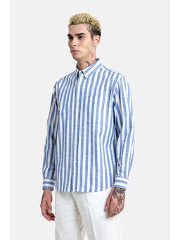 Snitch - Blue Stripes Full Sleeves Regular Casual Shirt for Men