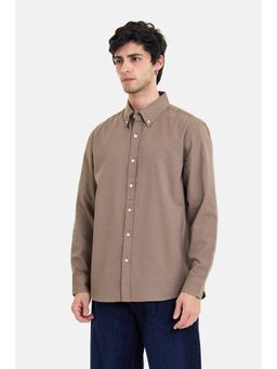 Snitch - Light Brown Solid Full Sleeves Regular Casual Shirt for Men