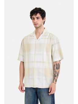 Snitch - Cream Checks Half Sleeves Boxy Resort/Vacation Shirt for Men