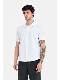 Snitch - White Solid Half Sleeves Regular Casual Shirt for Men