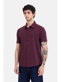 Snitch - Wine Solid Half Sleeves Regular Casual Shirt for Men