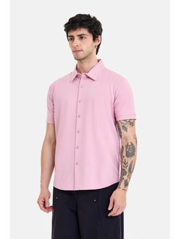 Snitch - Pink Solid Half Sleeves Regular Casual Shirt for Men