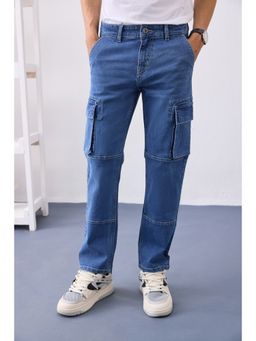 UNSTD - Men Blue Cargo 6 Pocket Denim Jeans